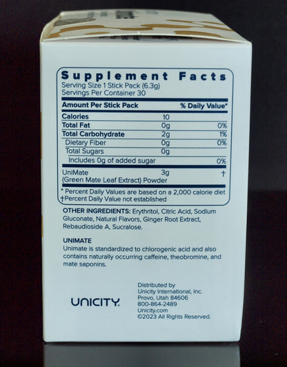 ORIGINAL UNICITY  UNIMATE NATURAL LEMON GINGER BOX OF 30 SACHETS... EXP JUNE 2028