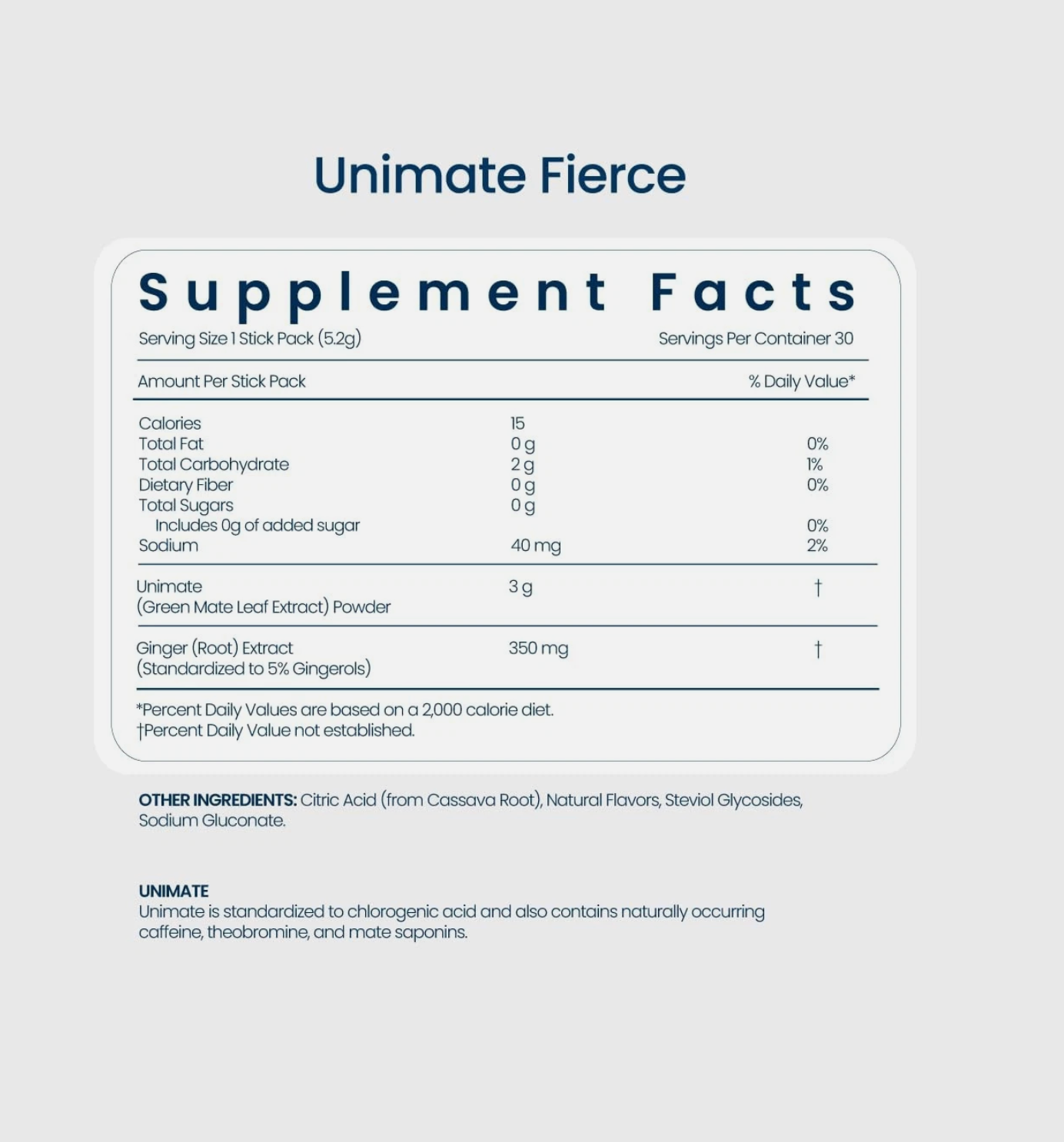 UNIMATE FIERCE STICK PACKS - Great Tasting - Ultra Concentrated Yerba Mate Drink - 1 Box of 30 Sachets